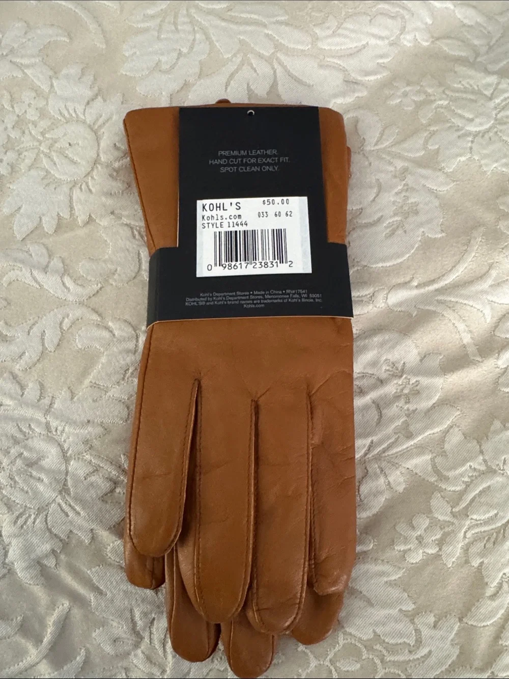 Apt. 9 Women's Tan Leather Gloves with Stitch Detailing
